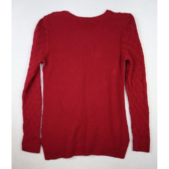 JEANNE PIERRE - WOMEN'S DARK RED COTTON PULLOVER TUNIC SWEATER - SIZE M - Picture 8 of 8